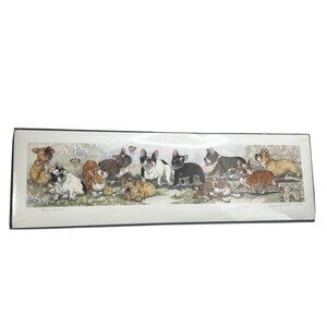 Frenchies Signed Numbered Print Enid Groves 12/900 25x7.5 French Bulldog Art